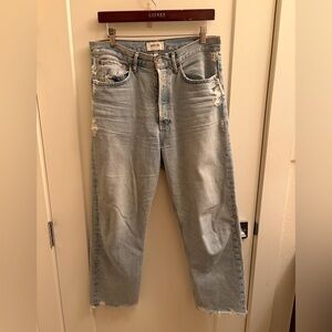 Agolde Faded Blue Button-Fly Jeans